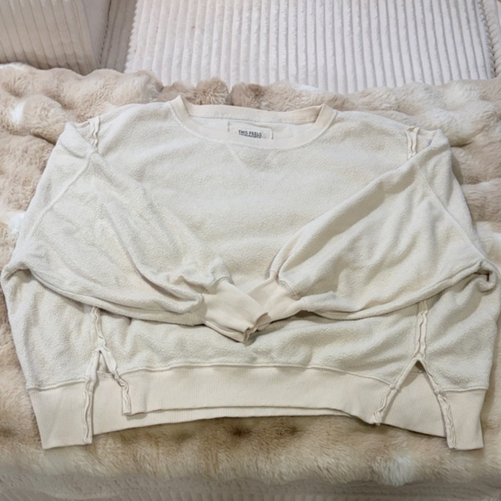 American Eagle oversized pullover sweatshirt inside out design small